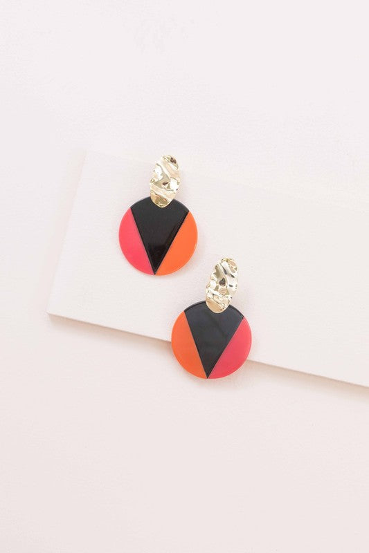 Color Block Drop Earrings