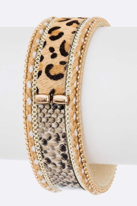 Mix Animal Print Magnetic Leather Cuff