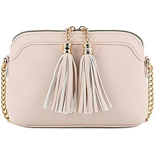 Tassel Small Crossbody Bag with Chain Strap