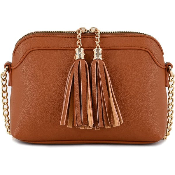 Tassel Small Crossbody Bag with Chain Strap