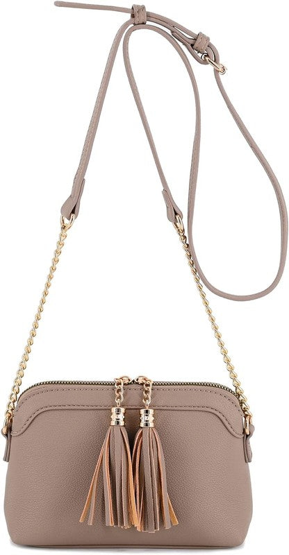 Tassel Small Crossbody Bag with Chain Strap