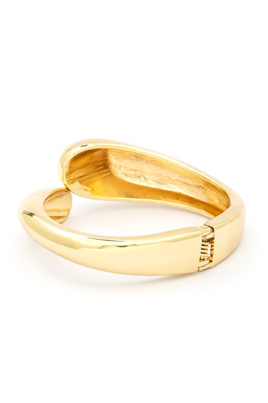 Gold Tone Organic Polished Hinged Bangle