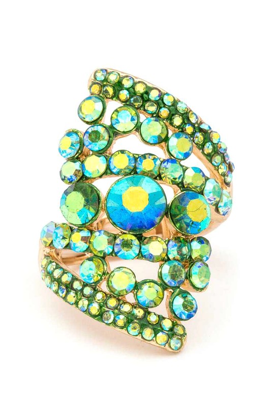 Mix Stone Crystal Statement Stretch Ring