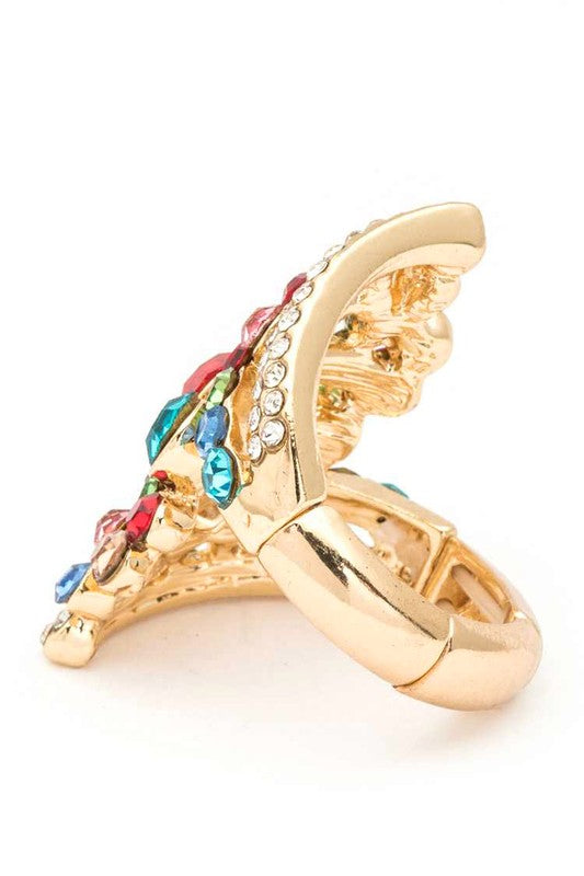 Mix Stone Crystal Statement Stretch Ring