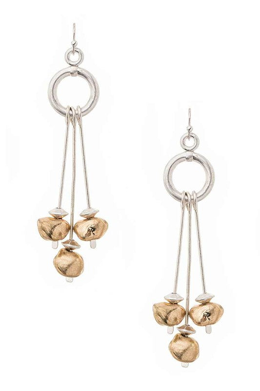 Nugget Drop Iconic 2 Tone Earrings