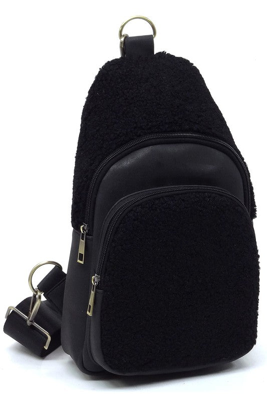 Terry Fur Sling Bag Backpack