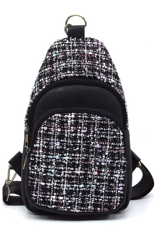 Tweed Sling Bag Backpack