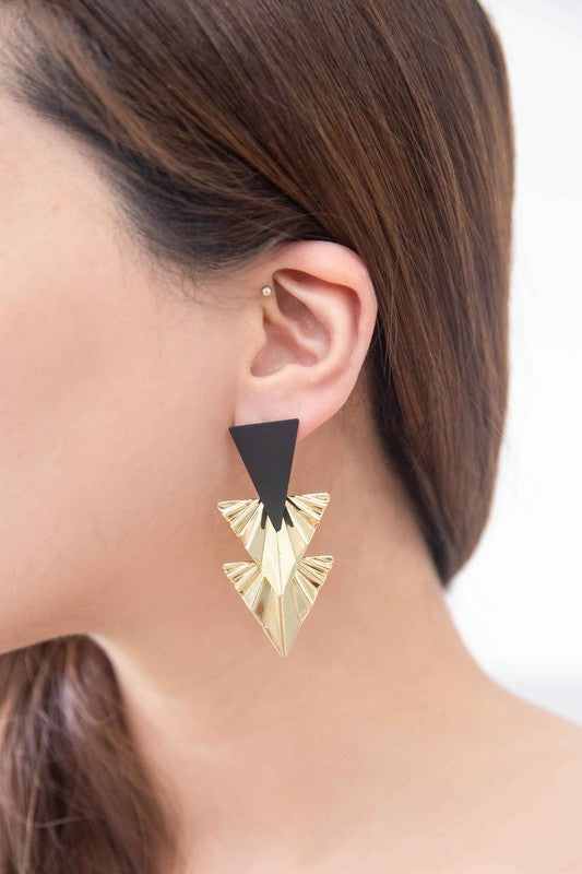 Ruffled Gold Drop Earrings